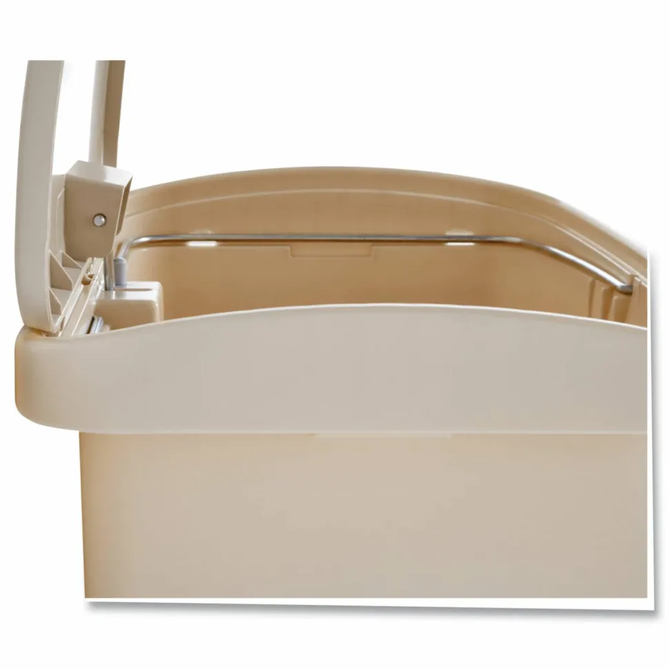 Rubbermaid Slim Jim Rectangular Plastic Wastebasket, Step-On, 8 Gallons, Beige