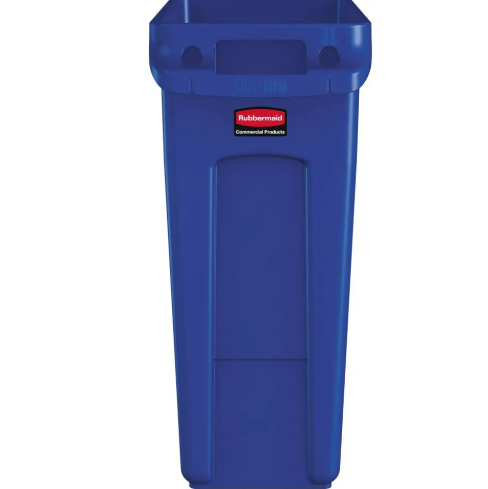 Rubbermaid Slim Jim Rectangular Polyethylene Vented Waste Receptacle, 16 Gallons, Blue