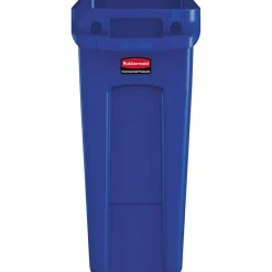 Rubbermaid Slim Jim Rectangular Polyethylene Vented Waste Receptacle, 16 Gallons, Blue