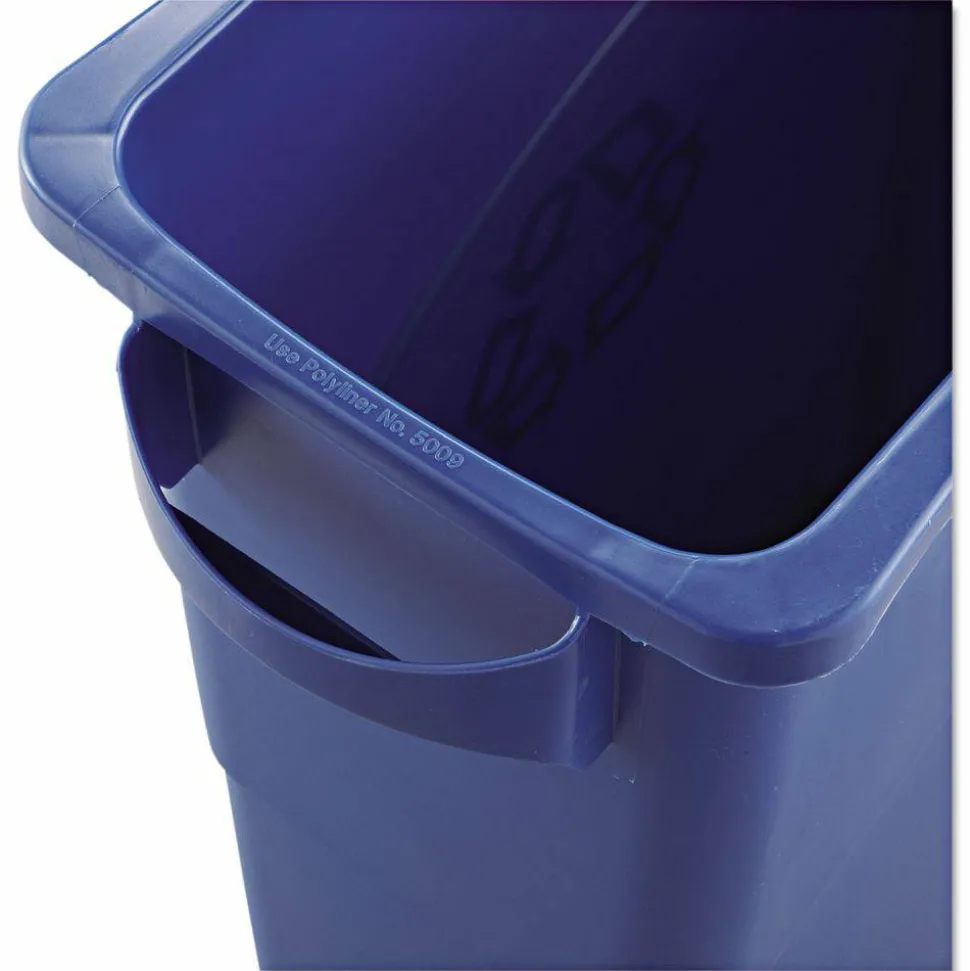 Rubbermaid Slim Jim Rectangular Polyethylene Vented Waste Receptacle, 16 Gallons, Blue