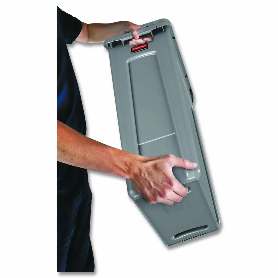 Rubbermaid Slim Jim Rectangular Plastic Vented Waste Container, 16 Gallons, 25"H x 11"W x 22"D, Gray