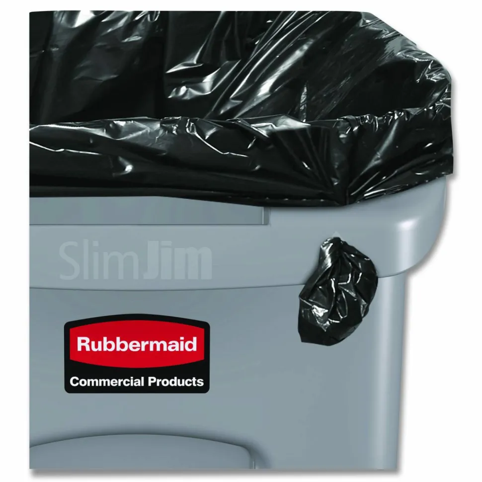 Rubbermaid Slim Jim Rectangular Plastic Vented Waste Container, 16 Gallons, 25"H x 11"W x 22"D, Gray