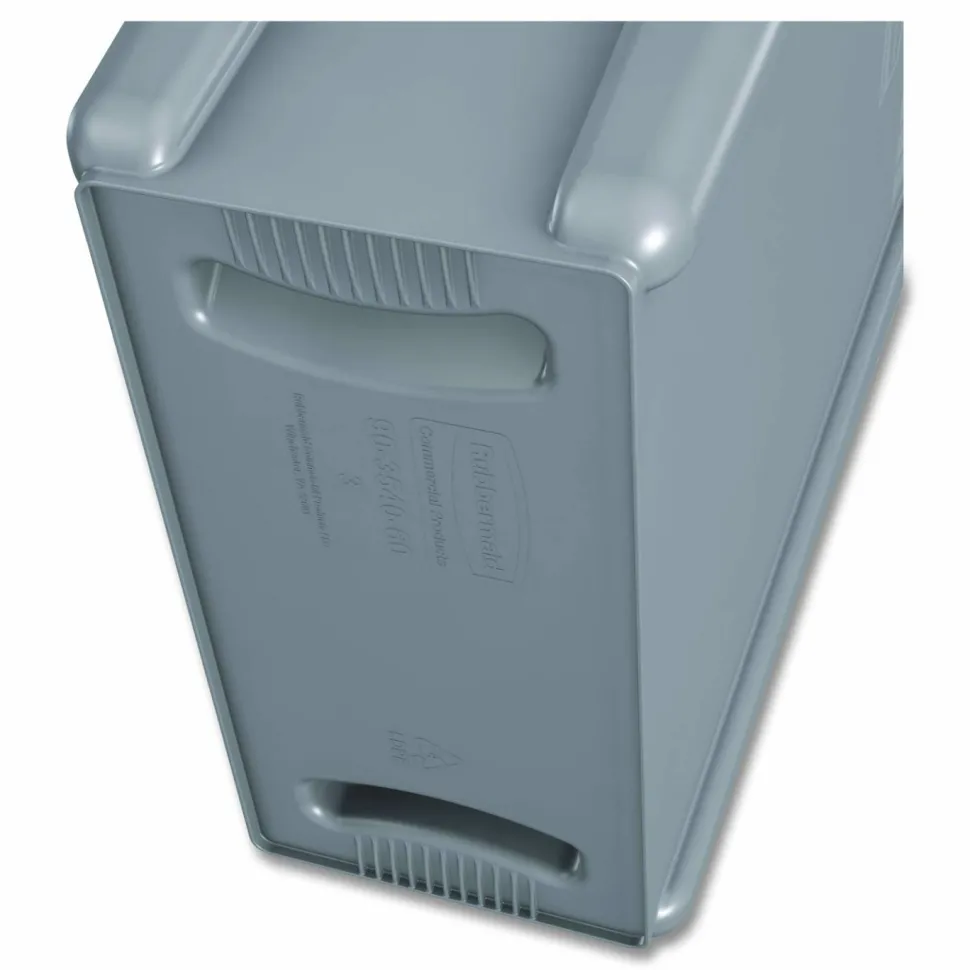 Rubbermaid Slim Jim Rectangular Plastic Vented Waste Container, 16 Gallons, 25"H x 11"W x 22"D, Gray