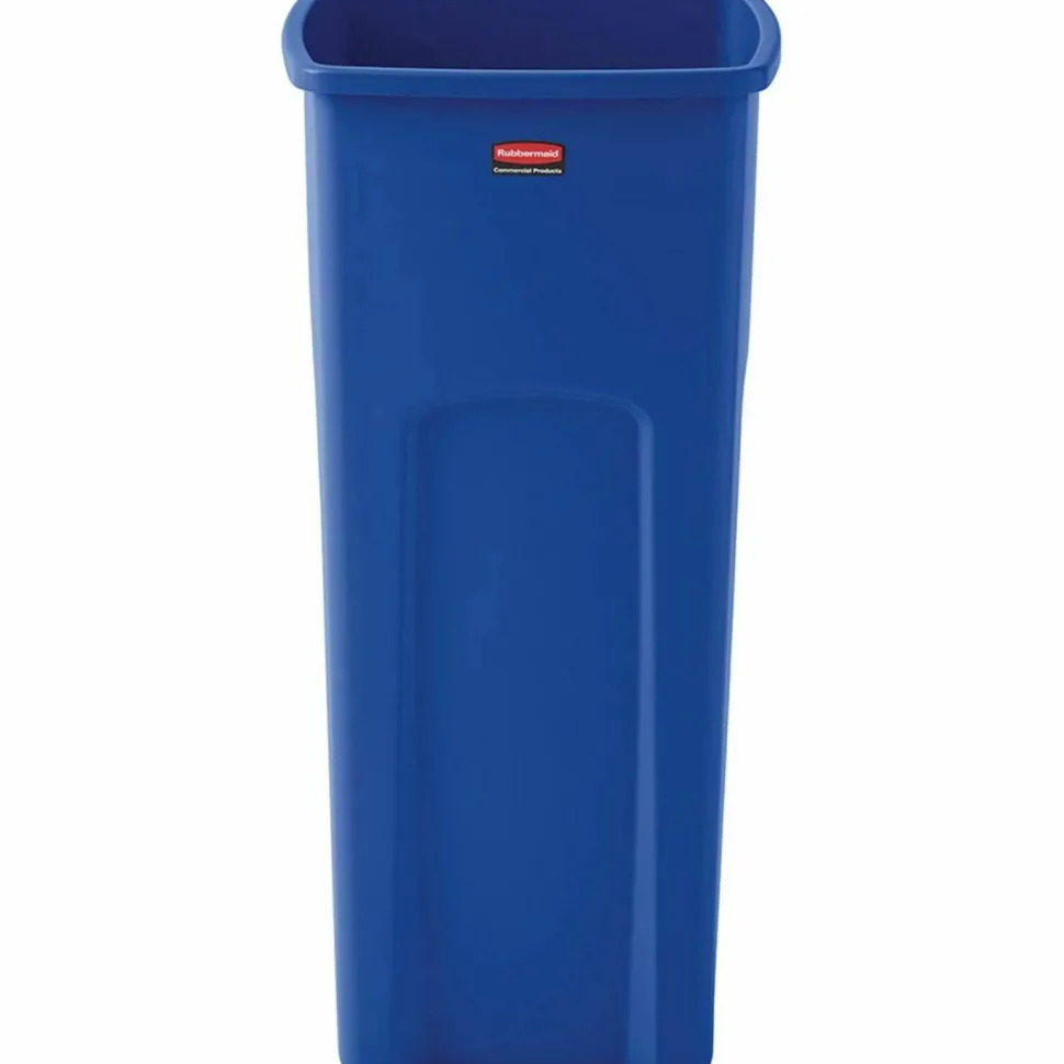 Rubbermaid Square Recycling Container, Blue/White