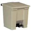 Rubbermaid Step-On Waste Container, 8 Gallons, 17" x 15 3/4" x 16 1/4", Beige