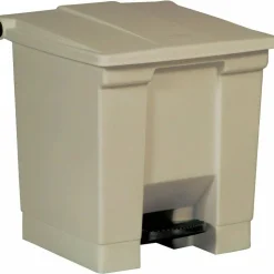 Rubbermaid Step-On Waste Container, 8 Gallons, 17" x 15 3/4" x 16 1/4", Beige