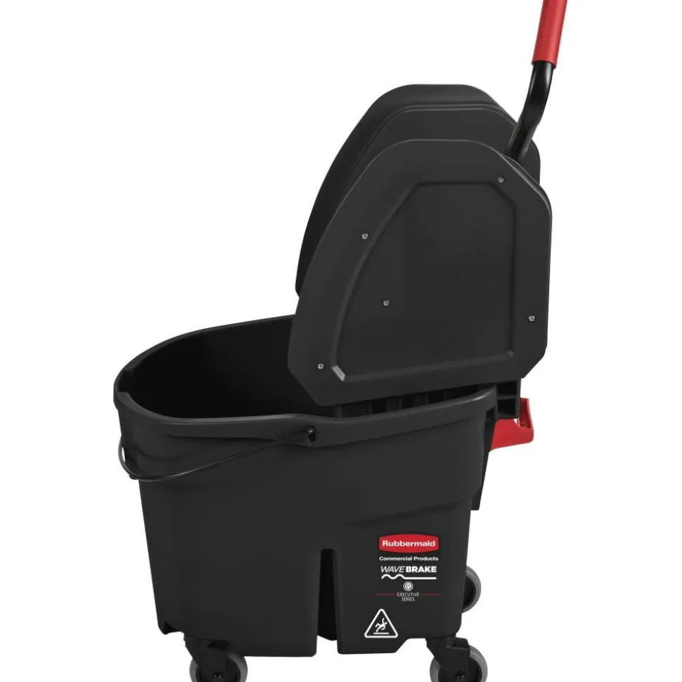 Rubbermaid WaveBrake Down Press Mop Bucket, 27-7/16" x 16-1/16", Black