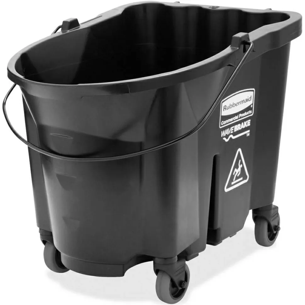 Rubbermaid WaveBrake Down Press Mop Bucket, 27-7/16" x 16-1/16", Black