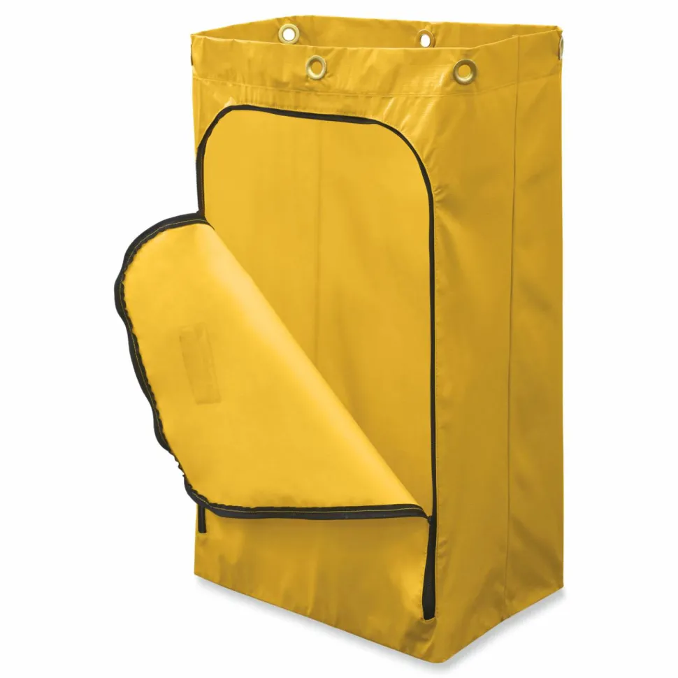 Rubbermaid Zippered Vinyl Cleaning Cart Bag, 24 Gallon, 30 1/2"H x 17 1/4"W x 10 1/2"D, Yellow