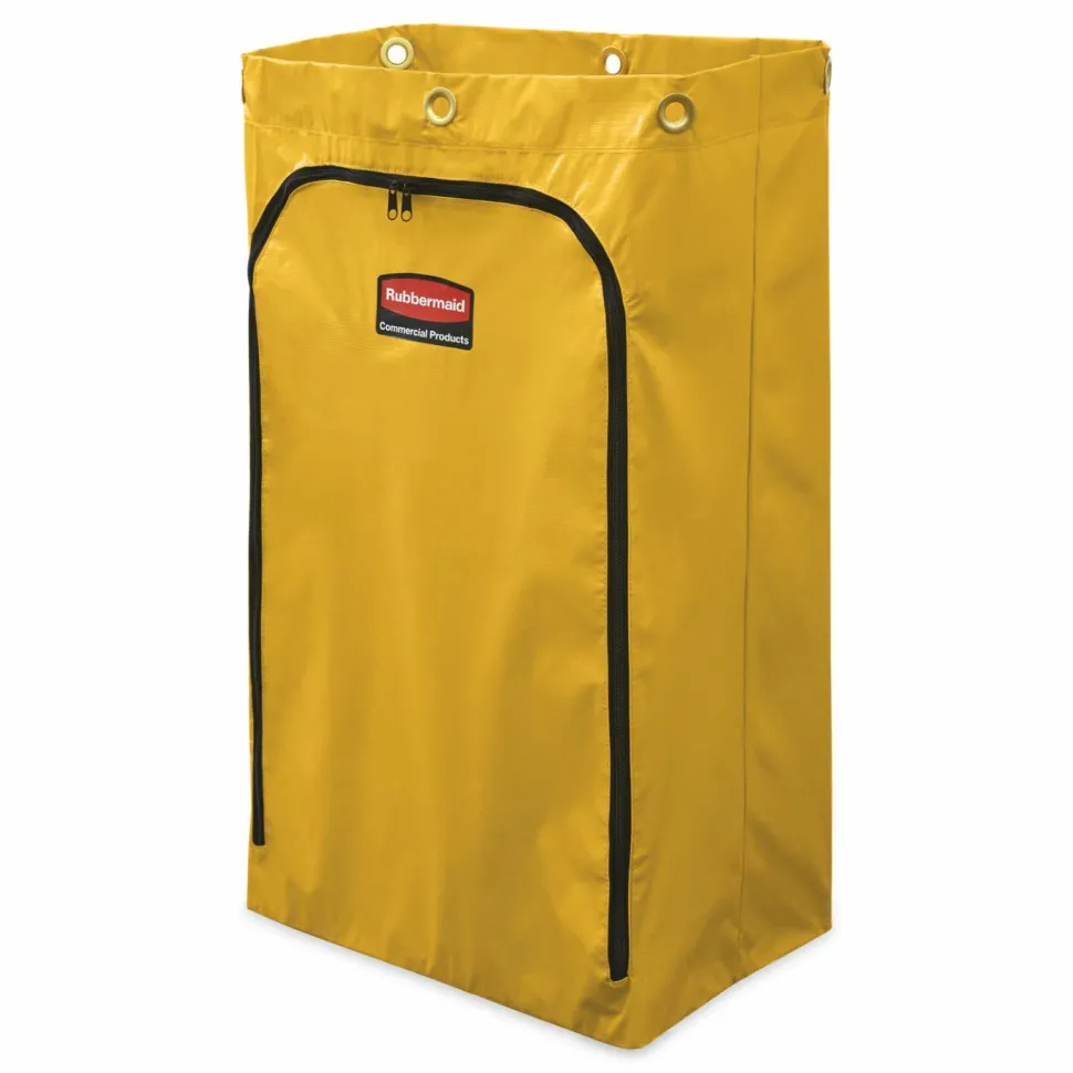 Rubbermaid Zippered Vinyl Cleaning Cart Bag, 24 Gallon, 30 1/2"H x 17 1/4"W x 10 1/2"D, Yellow
