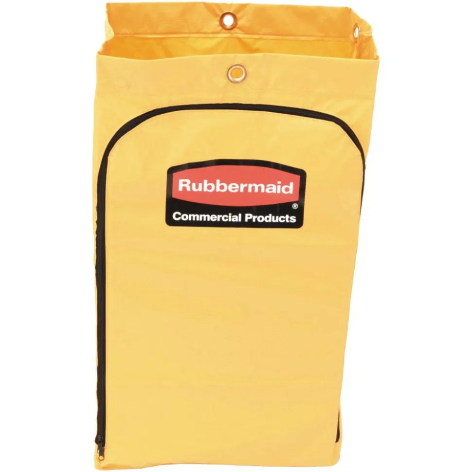 Rubbermaid Zippered Vinyl Cleaning Cart Bag, 24 Gallon, 30 1/2"H x 17 1/4"W x 10 1/2"D, Yellow