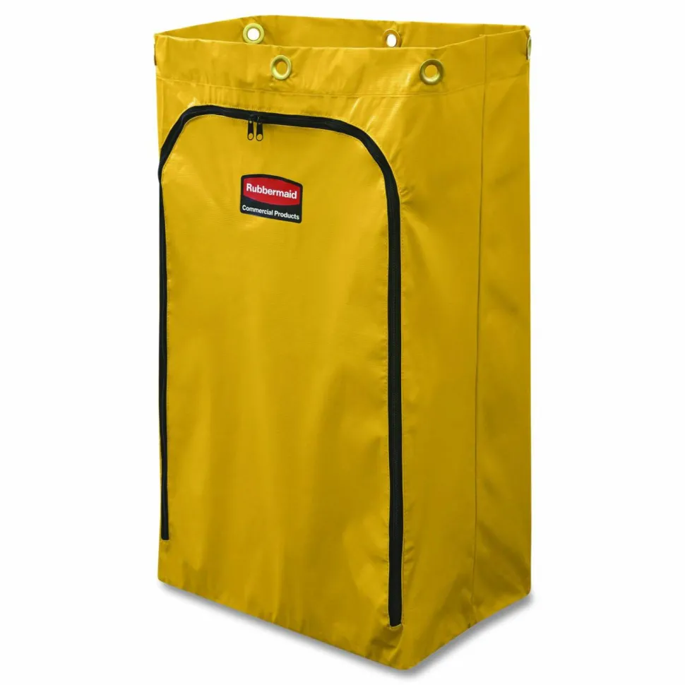 Rubbermaid Zippered Vinyl Cleaning Cart Bag, 24 Gallon, 30 1/2"H x 17 1/4"W x 10 1/2"D, Yellow