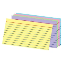 Ruled Rainbow Index Cards, 3" x 5", Assorted Colors, Pack Of 100