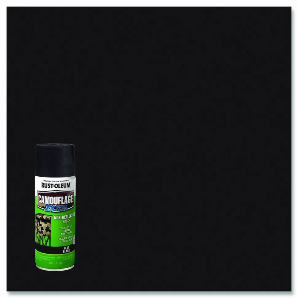 Rust-Oleum Camouflage Spray Paint, Flat Black, 12 oz Aerosol Can