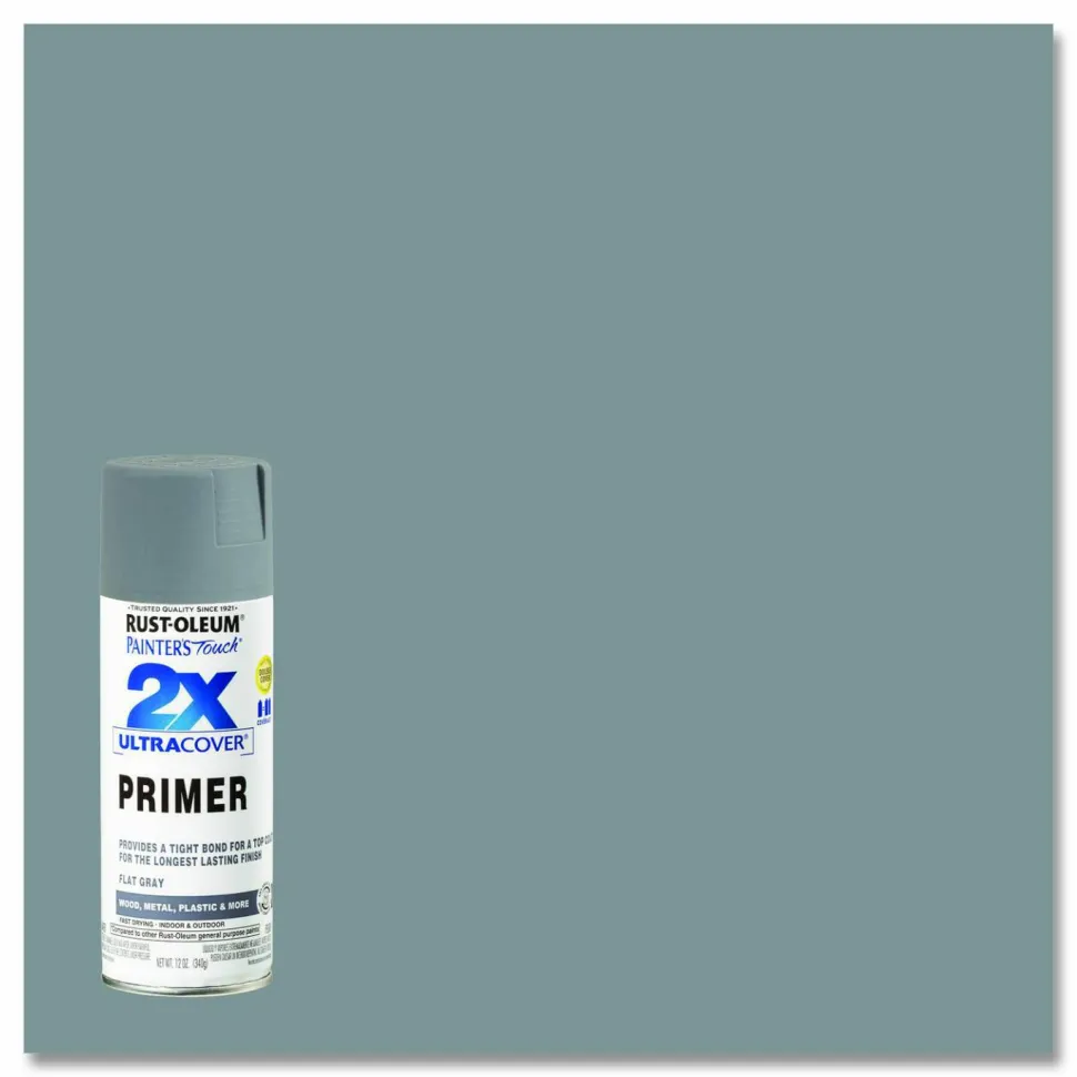 Rust-Oleum Painter's Touch 2X Ultra Cover Spray Paint, Flat Gray, 12 oz Aerosol Can