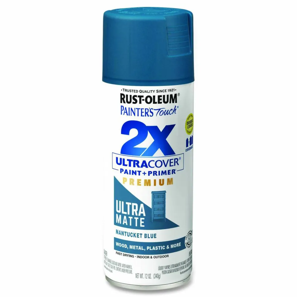 Rust-Oleum Painter's Touch 2X Ultra Cover Spray Paint, Ultra Matte Blue, 12 oz Aerosol Can