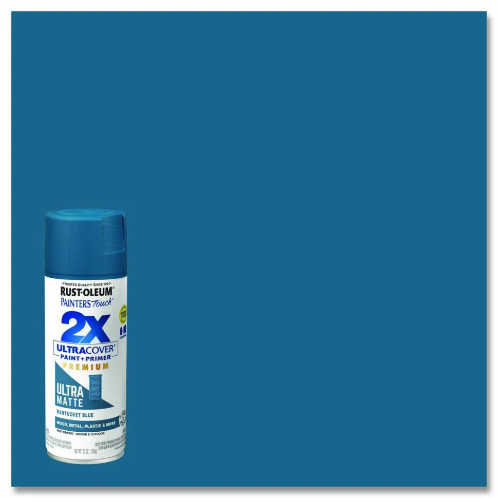 Rust-Oleum Painter's Touch 2X Ultra Cover Spray Paint, Ultra Matte Blue, 12 oz Aerosol Can