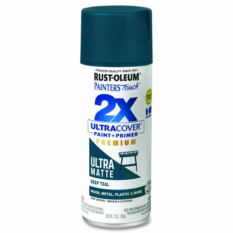 Rust-Oleum Painter's Touch 2X Ultra Cover Spray Paint, Ultra Matte Teal, 12 oz Aerosol Can
