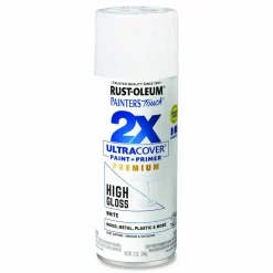 Rust-Oleum Painter's Touch 2X Ultra Cover Spray Paint, High Gloss White, 12 oz Aerosol Can