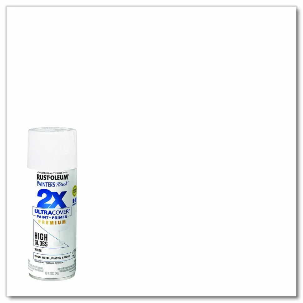 Rust-Oleum Painter's Touch 2X Ultra Cover Spray Paint, High Gloss White, 12 oz Aerosol Can, 6/Carton