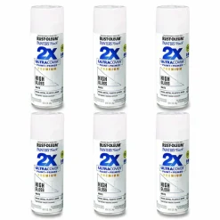 Rust-Oleum Painter's Touch 2X Ultra Cover Spray Paint, High Gloss White, 12 oz Aerosol Can, 6/Carton