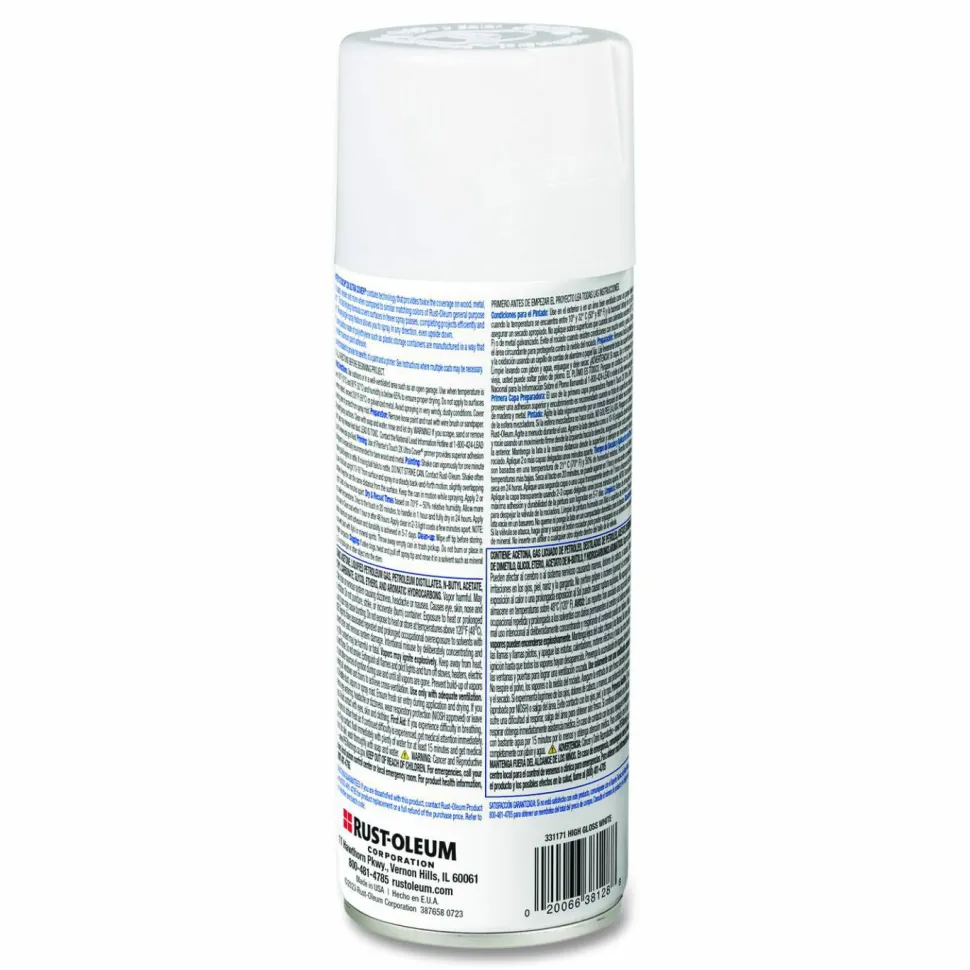 Rust-Oleum Painter's Touch 2X Ultra Cover Spray Paint, High Gloss White, 12 oz Aerosol Can, 6/Carton