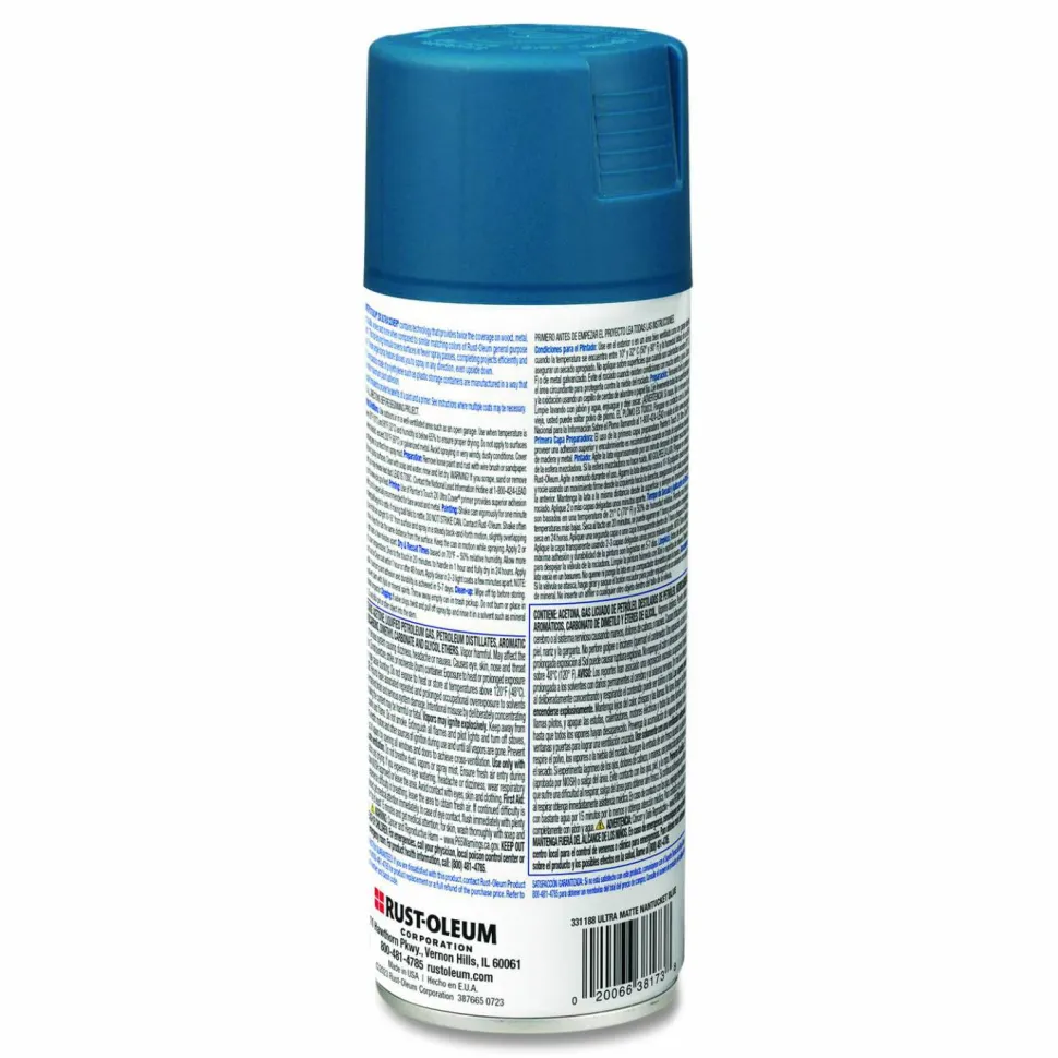 Rust-Oleum Painter's Touch 2X Ultra Cover Spray Paint, Ultra Matte Blue, 12 oz Aerosol Can, 6/Carton
