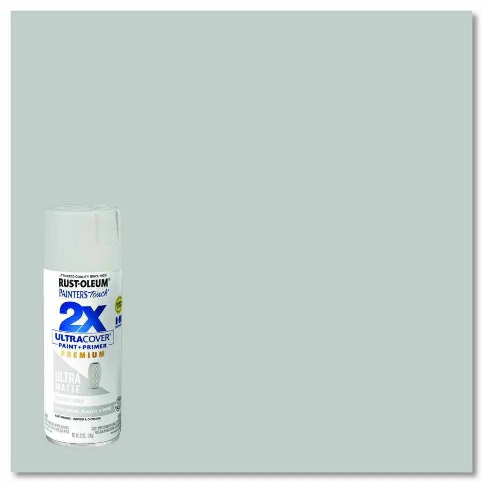 Rust-Oleum Painter's Touch 2X Ultra Cover Spray Paint, Ultra Matte Gray, 12 oz Aerosol Can