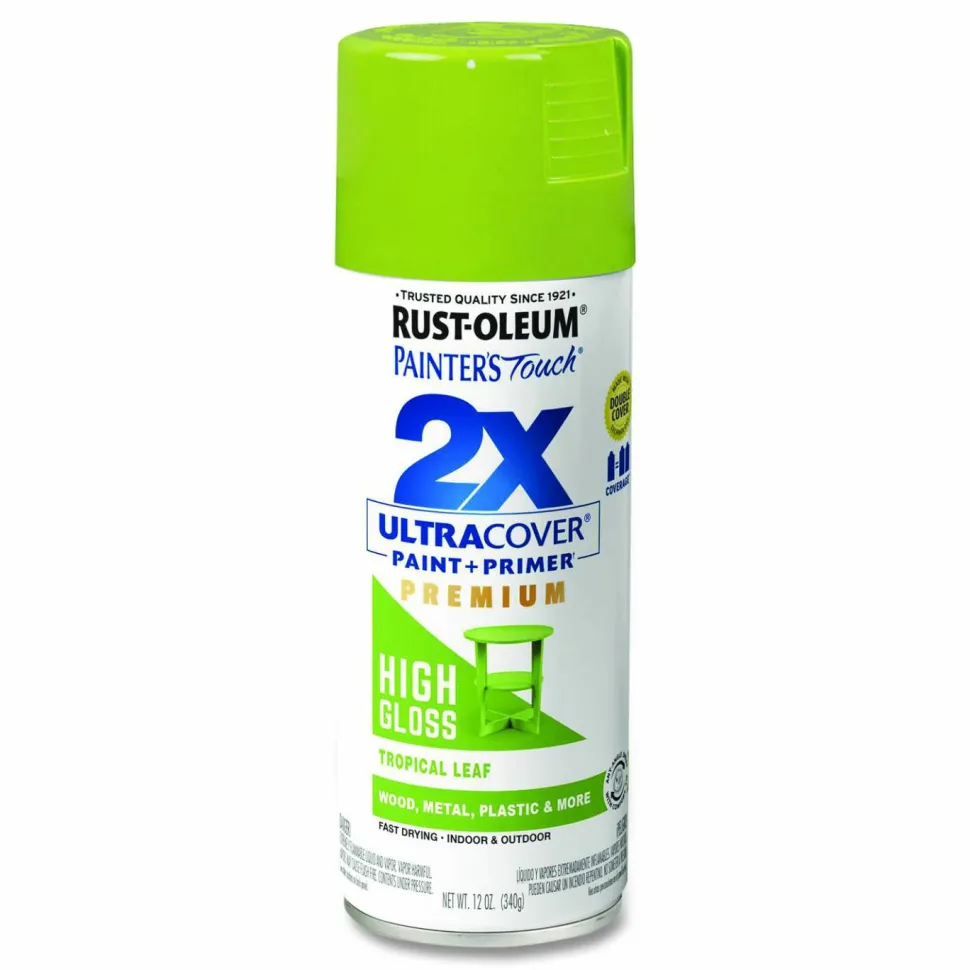 Rust-Oleum Painter's Touch 2X Ultra Cover Spray Paint, High Gloss Tropical Leaf, 12 oz Aerosol Can