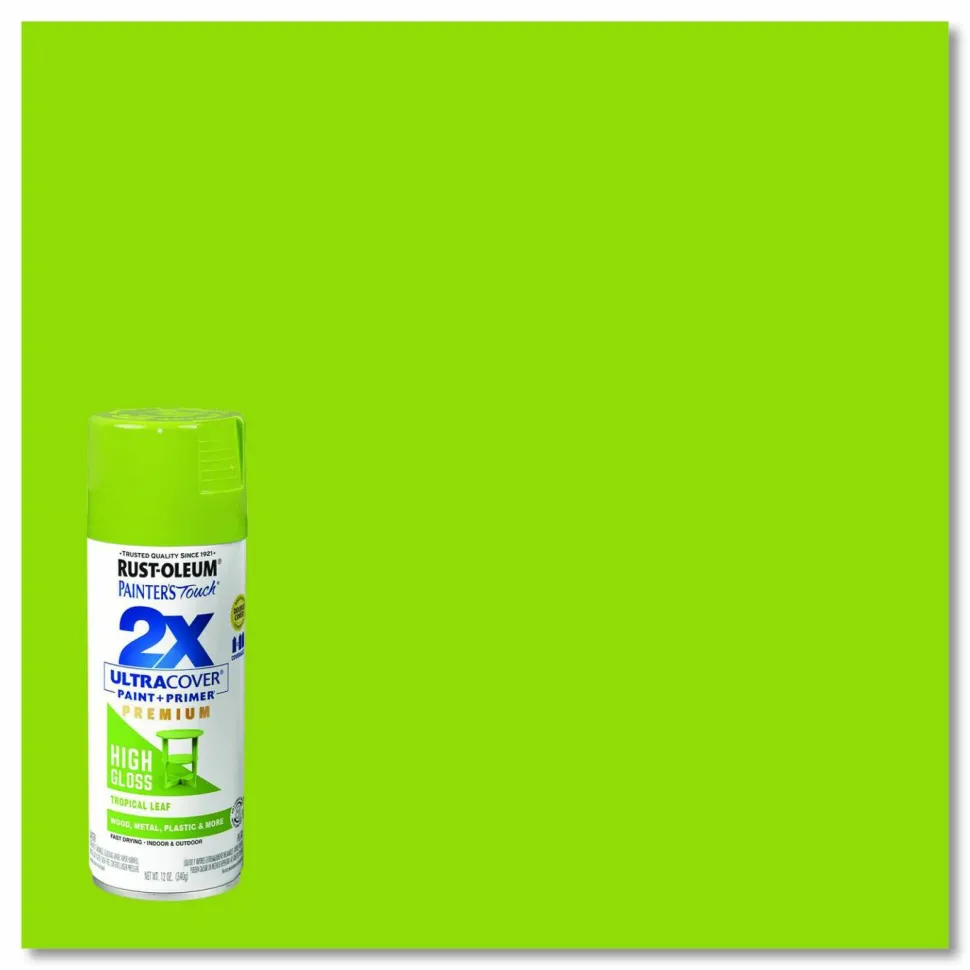 Rust-Oleum Painter's Touch 2X Ultra Cover Spray Paint, High Gloss Tropical Leaf, 12 oz Aerosol Can