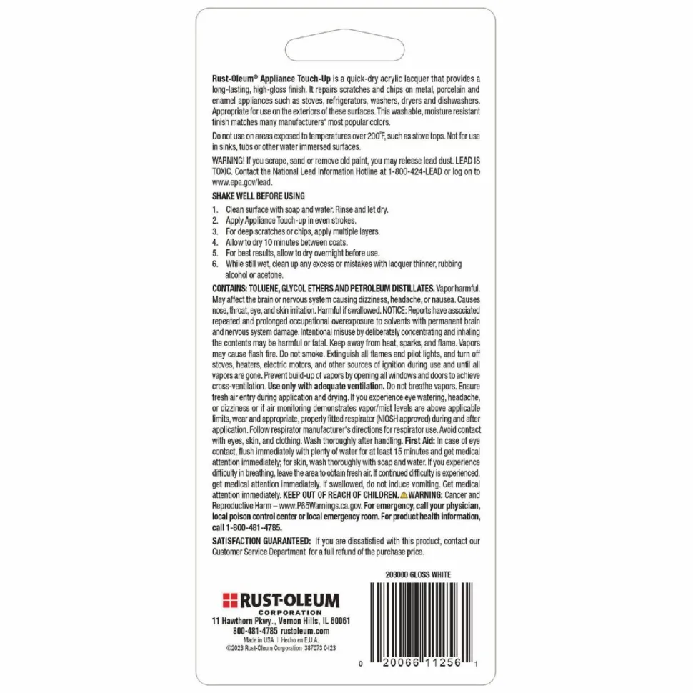 Rust-Oleum Specialty Gloss White Appliance Epoxy Touch, Gloss White, 0.6 oz Bottle