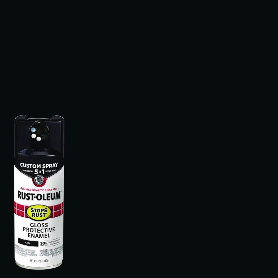 Rust-Oleum Stops Rust 5-in-1 Spray Paint, Gloss Black, 12 oz Aerosol Can, 6/Carton