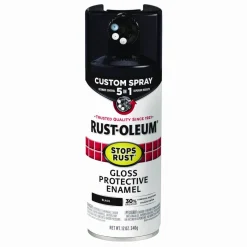 Rust-Oleum Stops Rust 5-in-1 Spray Paint, Gloss Black, 12 oz Aerosol Can, 6/Carton