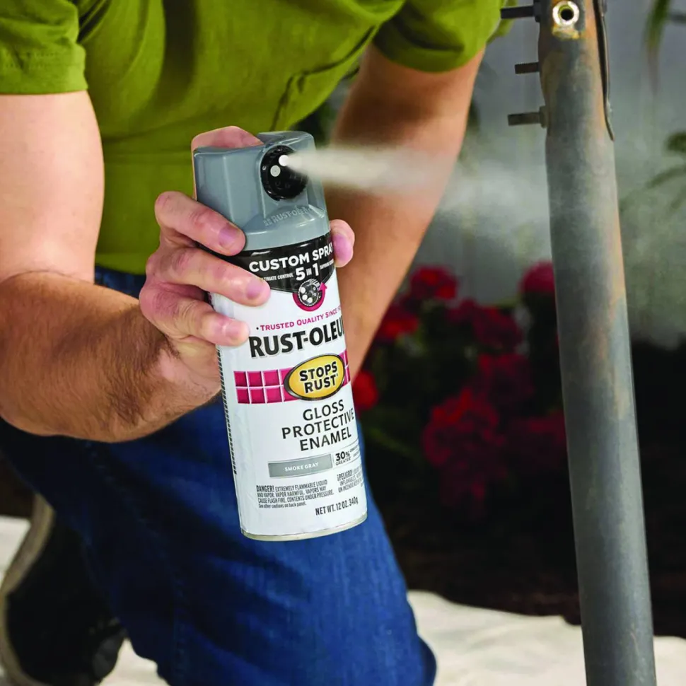 Rust-Oleum Stops Rust 5-in-1 Spray Paint, Satin Coastal Gray, 12 oz Aerosol Can