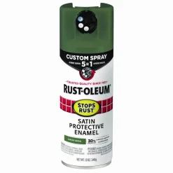 Rust-Oleum Stops Rust 5-in-1 Spray Paint, Satin Earthy Green, 12 oz Aerosol Can, 6/Carton