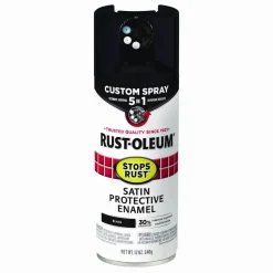 Rust-Oleum Stops Rust 5-in-1 Spray Paint, Satin Black, 12 oz Aerosol Can, 6/Carton