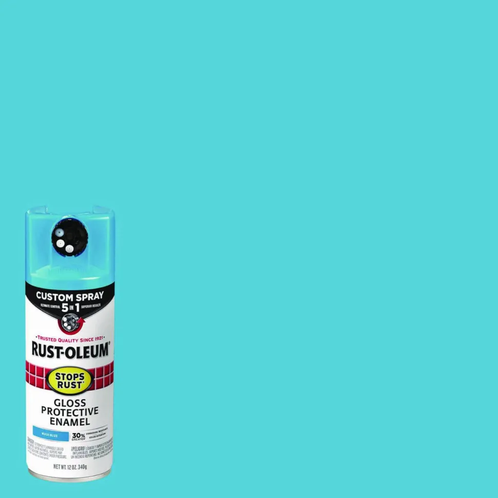 Rust-Oleum Stops Rust 5-in-1 Spray Paint, Gloss Maui Blue, 12 oz Aerosol Can, 6/Carton