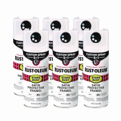Rust-Oleum Stops Rust 5-in-1 Spray Paint, Satin White, 12 oz Aerosol Can, 6/Carton