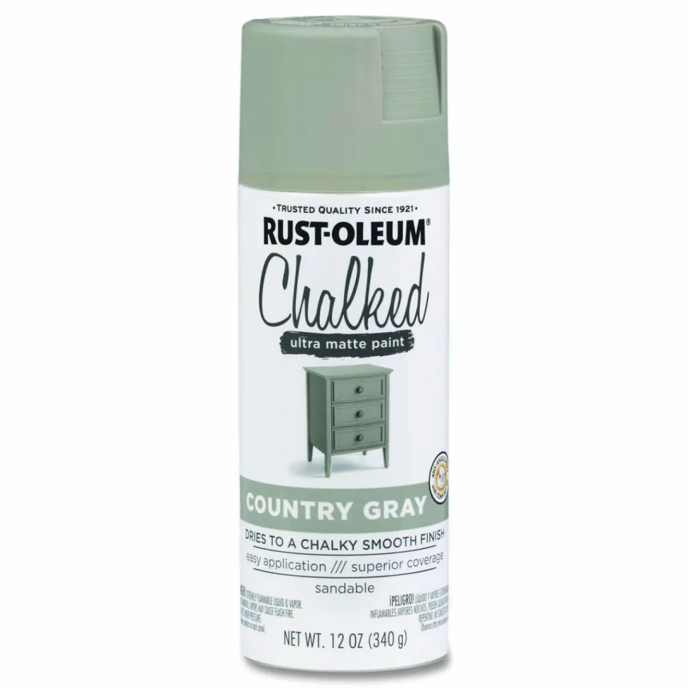 Rust-Oleum Ultra Matte Chalked Paint, Matte Country Gray, 12 oz Aerosol Can