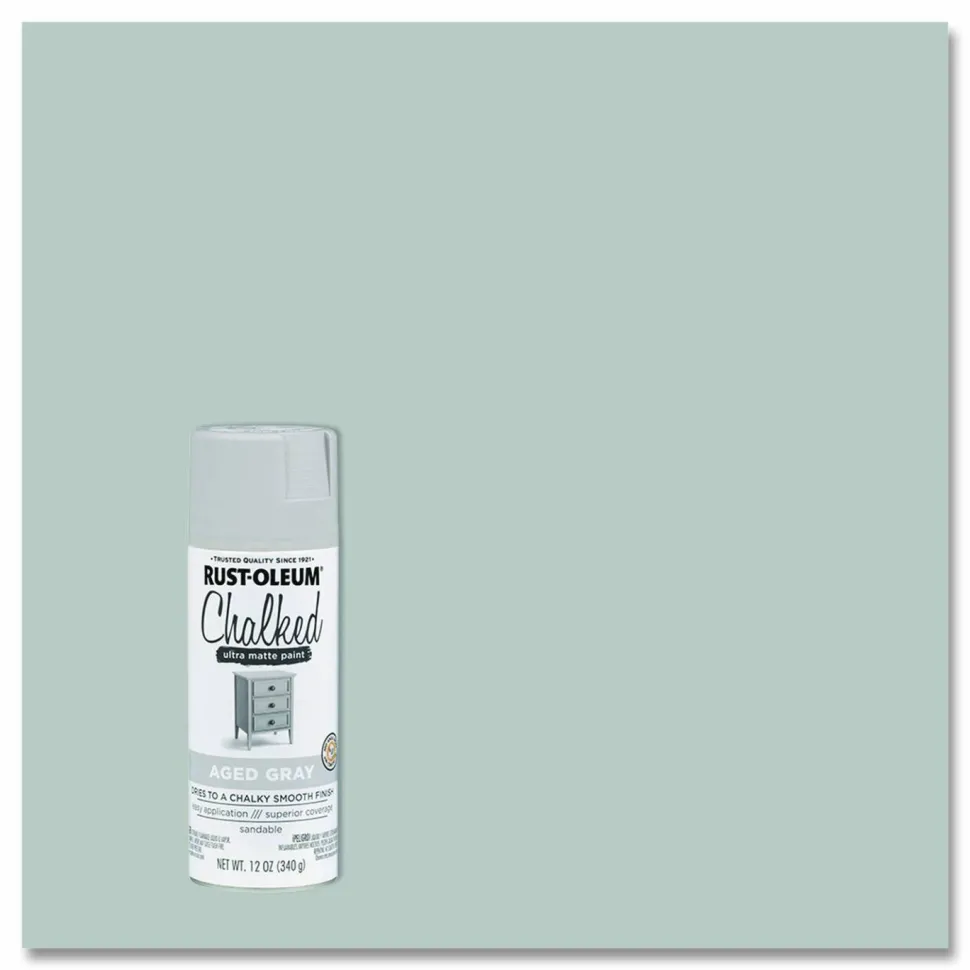 Rust-Oleum Ultra Matte Chalked Paint, Matte Aged Gray, 12 oz Aerosol Can, 6/Carton