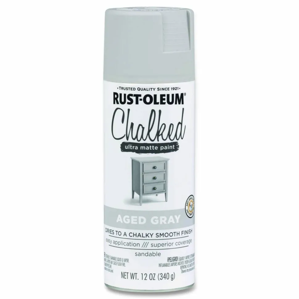 Rust-Oleum Ultra Matte Chalked Paint, Matte Aged Gray, 12 oz Aerosol Can