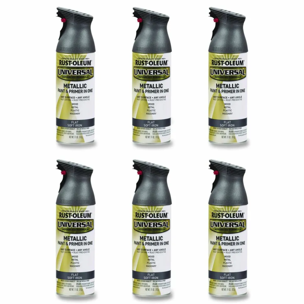 Rust-Oleum Universal Premium Spray Paint, Flat Iron, 12 oz Aerosol Can, 6/Carton