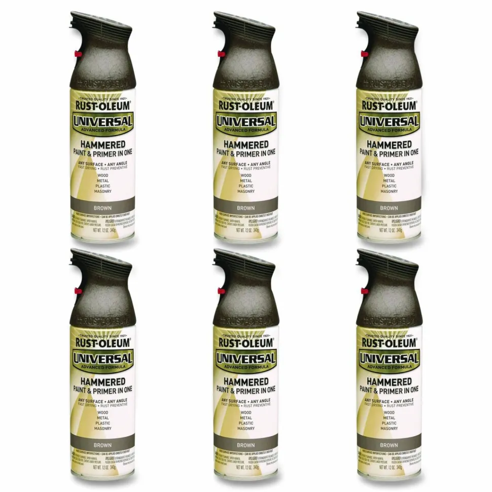 Rust-Oleum Universal Premium Spray Paint, Hammer Brown, 12 oz Aerosol Can, 6/Carton