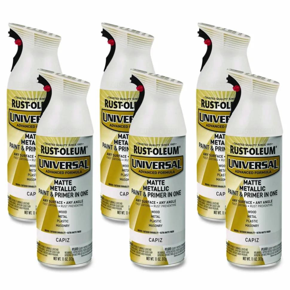Rust-Oleum Universal Premium Spray Paint, Metallic Capiz, 11 oz Aerosol Can, 6/Carton