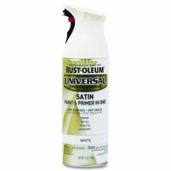 Rust-Oleum Universal Premium Spray Paint, Satin White, 12 oz Aerosol Can, 6/Carton