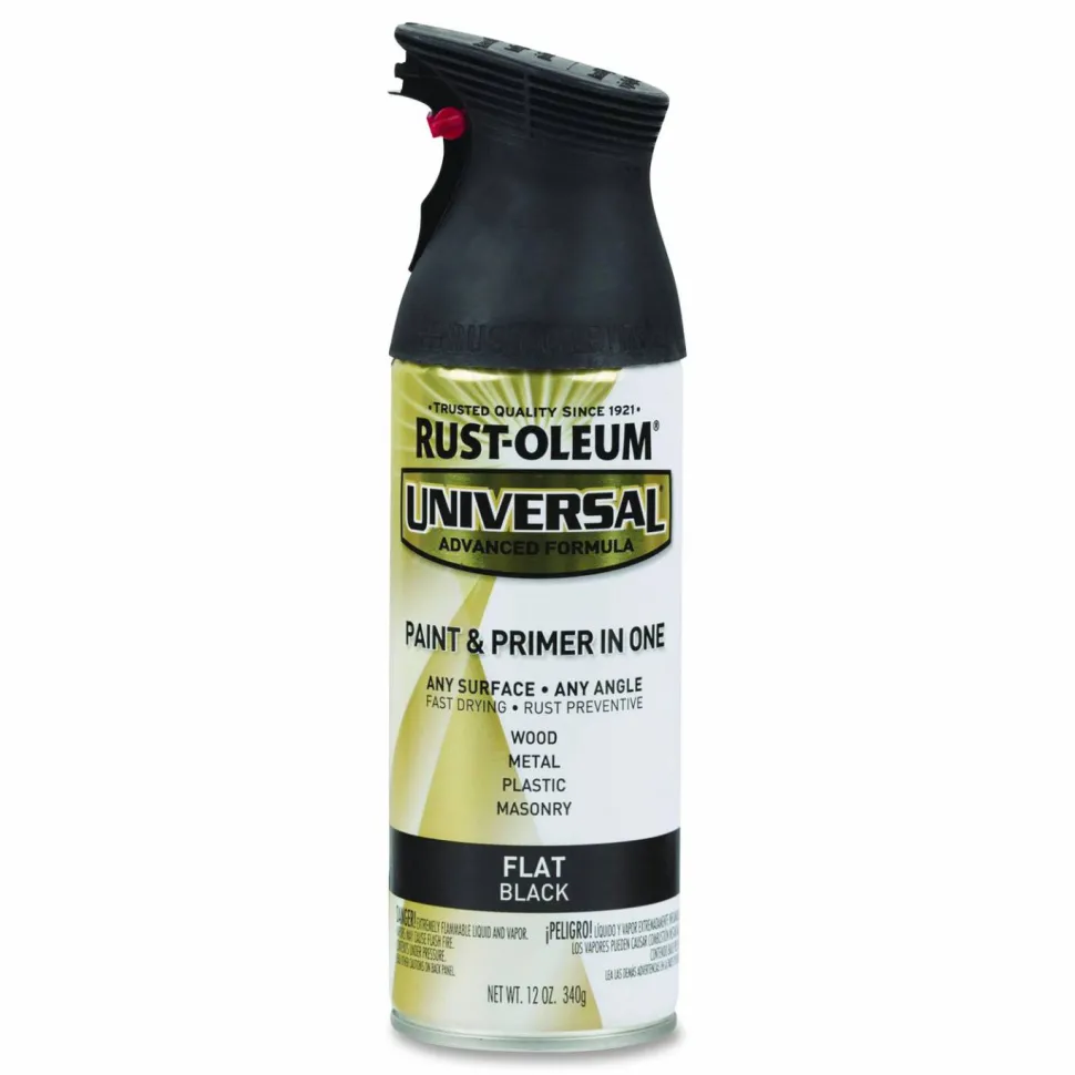 Rust-Oleum Universal Premium Spray Paint, Flat Black, 12 oz Aerosol Can