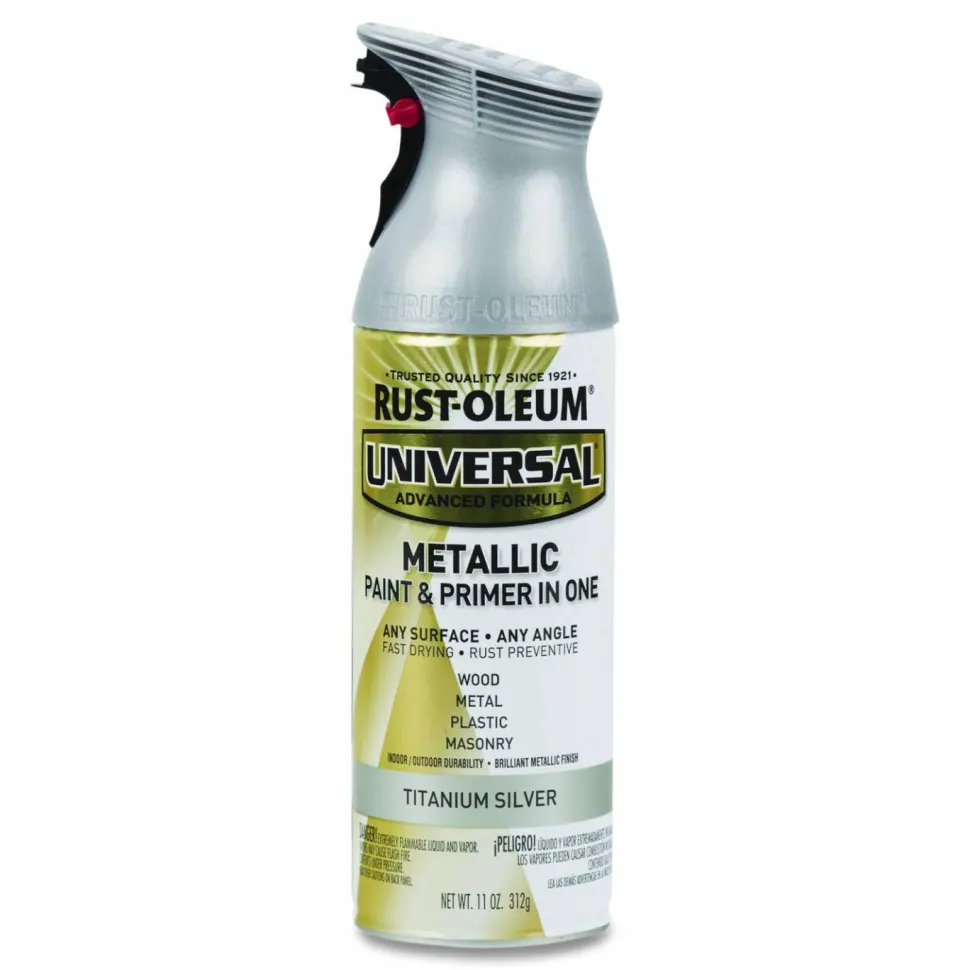 Rust-Oleum Universal Premium Spray Paint, Metallic Silver, 12 oz Aerosol Can, 6/Carton