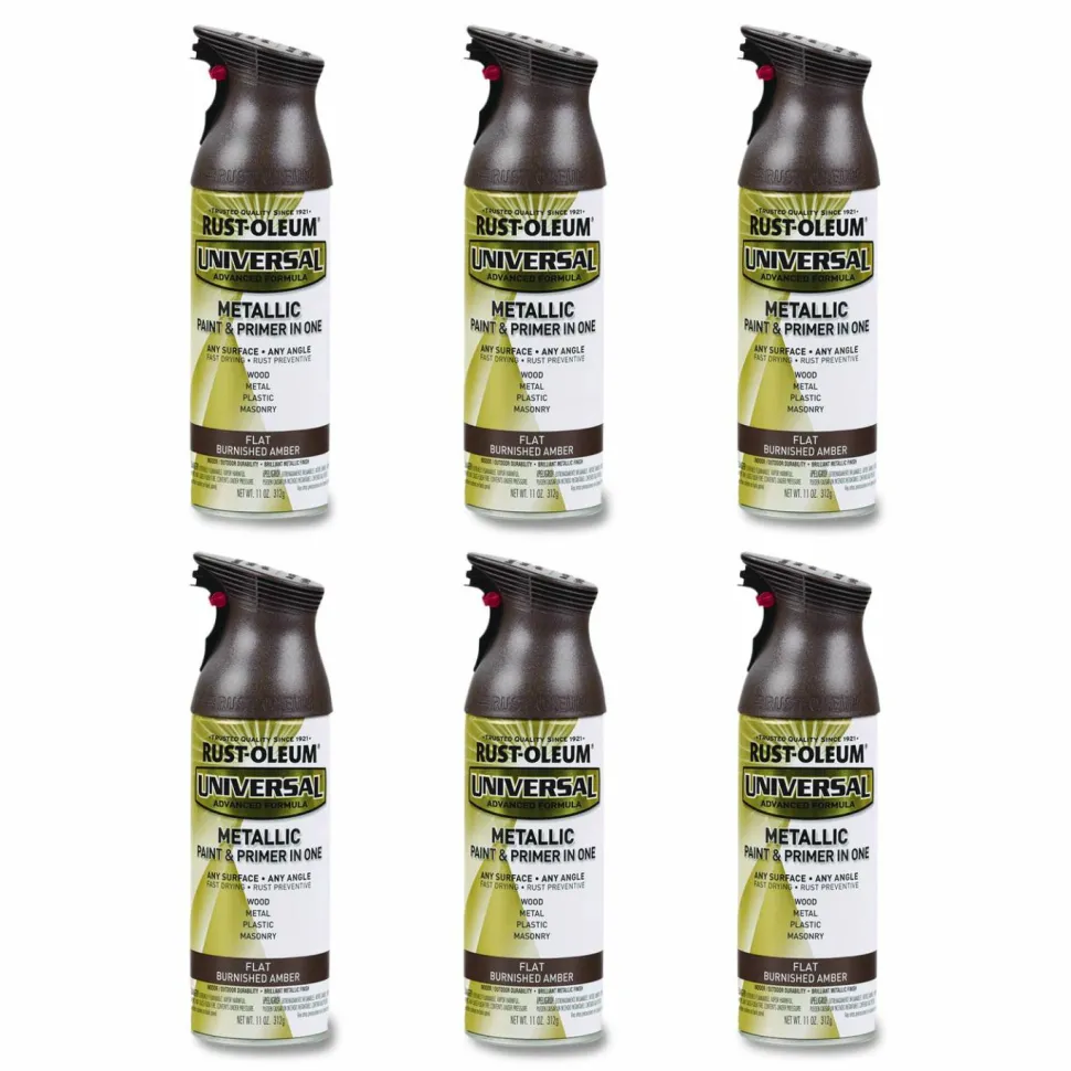 Rust-Oleum Universal Premium Spray Paint, Flat Amber, 12 oz Aerosol Can, 6/Carton