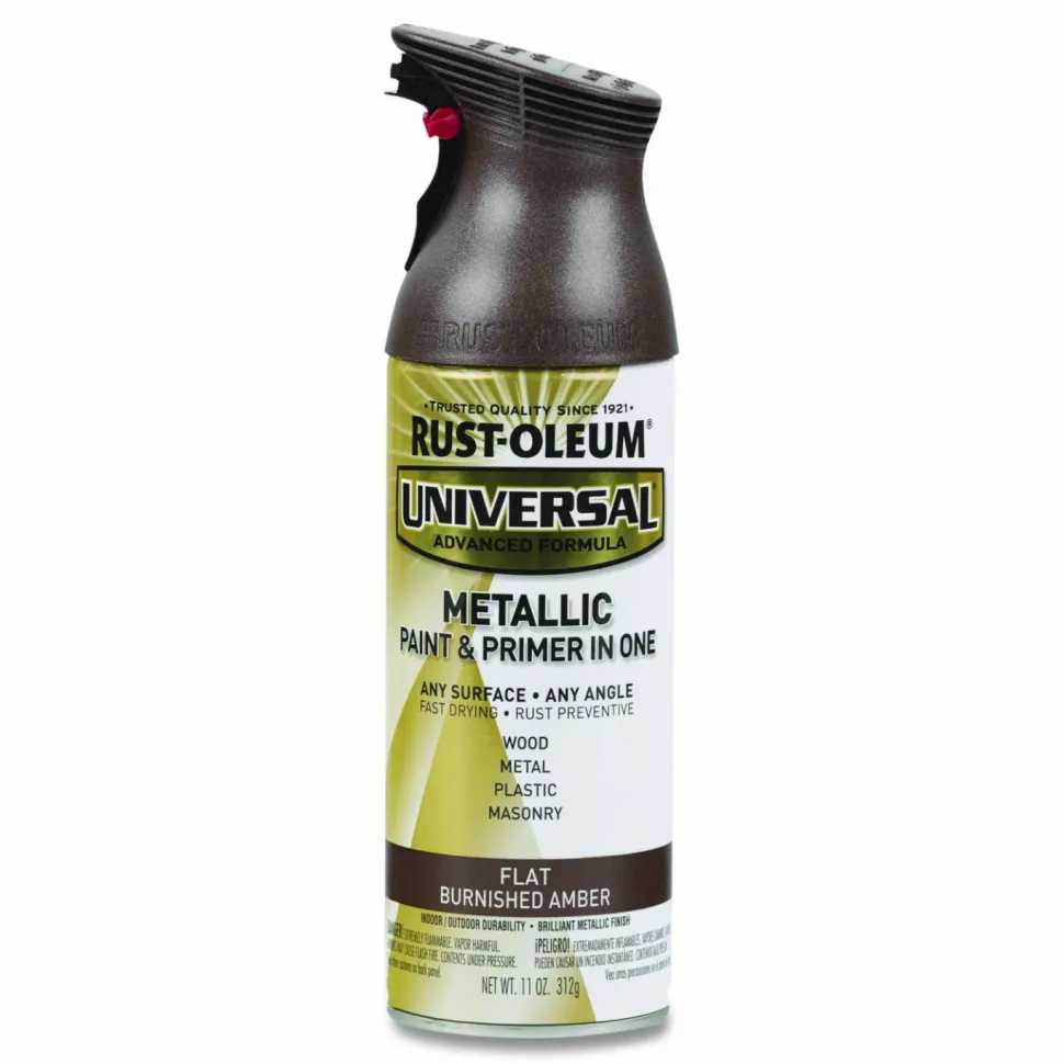 Rust-Oleum Universal Premium Spray Paint, Flat Amber, 12 oz Aerosol Can, 6/Carton