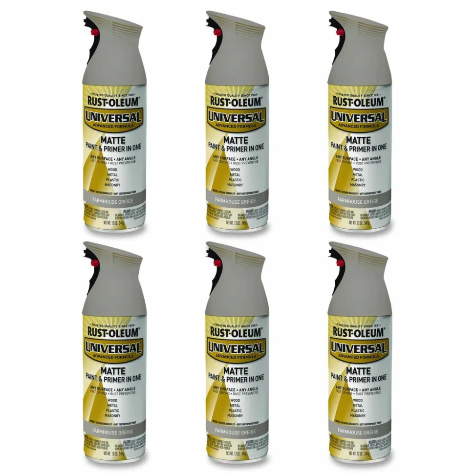 Rust-Oleum Universal Premium Spray Paint, Matte Greige, 12 oz Aerosol Can, 6/Carton